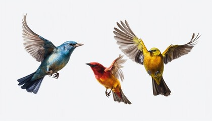 Fototapeta premium Colorful birds, bird standing, bird flying, group of birds, flying birds