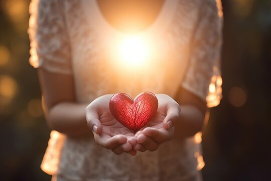 hands holding a heart - ai