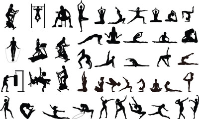 Silhouette yoga fitness vector scalable  art eps Art & Illustration
