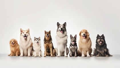 Fototapeta na wymiar A group cute beautiful dogs, happy dog, smiling dogs, dog portrait, dog group photos