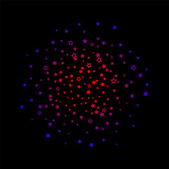 Fototapeta na wymiar Brightly coloured stars scattered against a dark background. Festive background. Design element. Vector illustration, EPS 10.