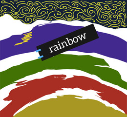 Rainbow stripes for pride month. Simple geometric pride rainbow in retro 70s style.