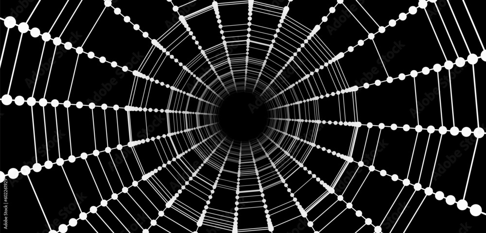 Poster Abstract tunnel. 3D wormhole or vortex. Grid. 3d rendering
