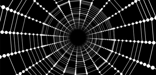 Abstract tunnel. 3D wormhole or vortex. Grid. 3d rendering