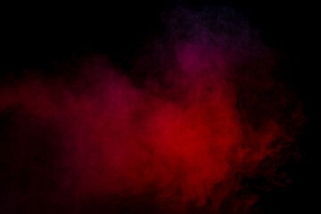 Orange and red steam on a black background.