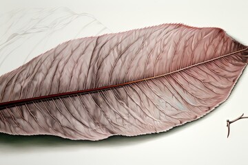 Realistic Flamingo Feather Drawing: Intricate Details and Delicate Shading, generative AI