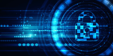 2d illustration Safety concept: Closed Padlock on digital background
