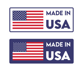 Made in USA badge with USA flag elements,US icon with American flag. Vector illustration.