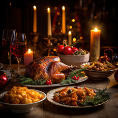 Obraz na płótnie Canvas Christmas Day is an important occasion, and chicken and beef are delicious options for the celebratory feast. It is a very special day of celebration.