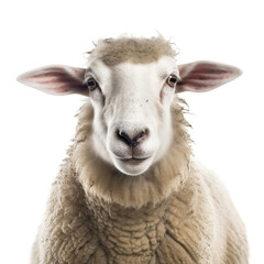 Close up of sheep with a transparent background, Generative Ai
