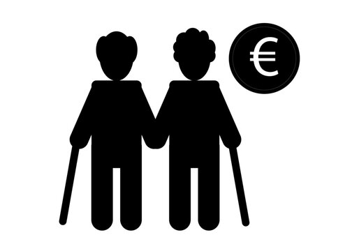 Icono negro de pensiones o pensionistas 