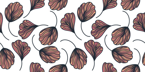 Hand Drawn Seamless Floral Pattern with Vintage Style. Flower Motif for Fashion, Wallpaper, Wrapping Paper, Background, Fabric, Textile, Apparel, and Card Design