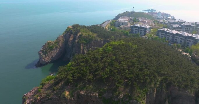 Spring seaside scenery of Binhai Road in Dalian, Liaoning province, China