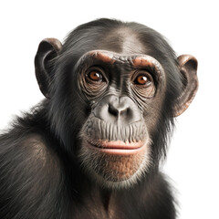 Close up of chimpanzee with a transparent background, Generative Ai