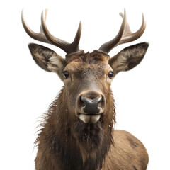 Close up of elk with a transparent background, Generative Ai