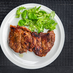 pork meat fried meal food snack on the table copy space food background rustic top view