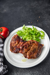 pork meat fried meal food snack on the table copy space food background rustic top view