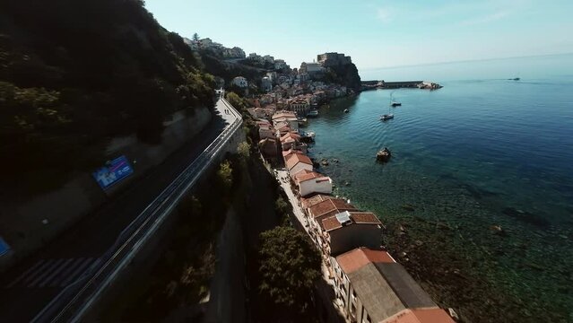 Scilla city by drone Fpv. Calabria Italy 