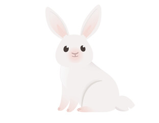 Fototapeta na wymiar Cute white rabbit sitting on ground cartoon animal design vector illustration isolated on white background