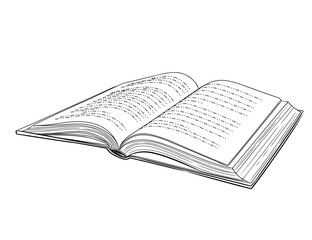 Fototapeta premium Outline style single opened book with hardcover vector illustration isolated on white background