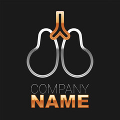 Line Lungs icon isolated on black background. Colorful outline concept. Vector