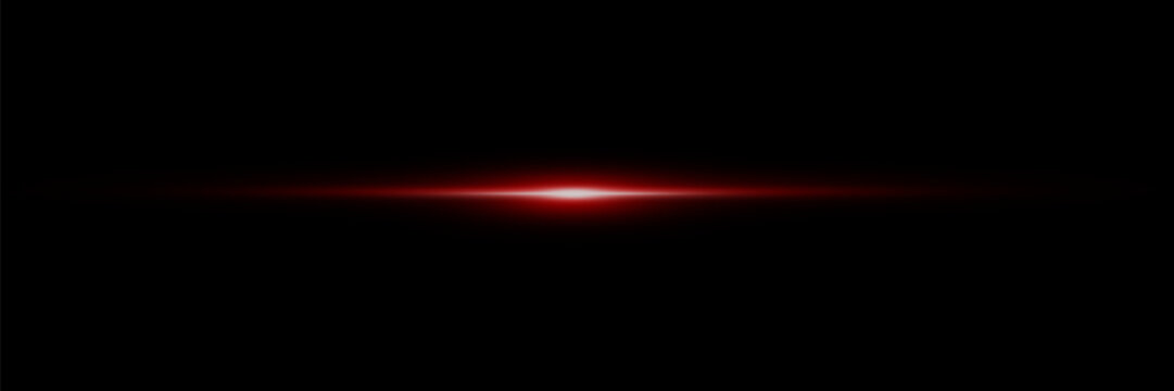 Abstract red laser beam. Transparent isolated on black background. Lighting effect. directional spotlight.