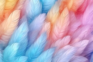 Fototapeta na wymiar Pastel color feather abstract background, Generative AI