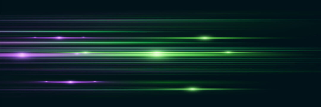 Modern wide abstract technology background with glowing high speed and light effect of motion and speed lines.