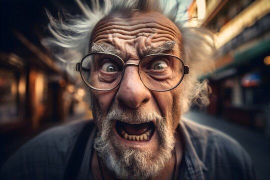 Funny old man who is extremely angry and outraged Generative AI