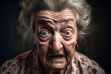 Funny old woman who is extremely disgusted. Generative AI