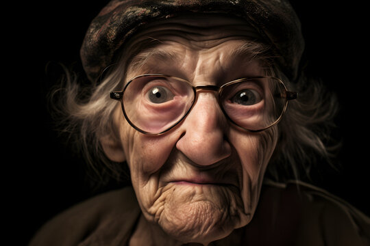 Funny old woman who is extremely disgusted. Generative AI