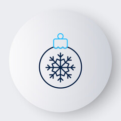 Obraz premium Line Christmas ball icon isolated on white background. Merry Christmas and Happy New Year. Colorful outline concept. Vector