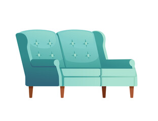 Fototapeta premium Green soft sofa modern design for living room or reception vector illustration isolated on white background