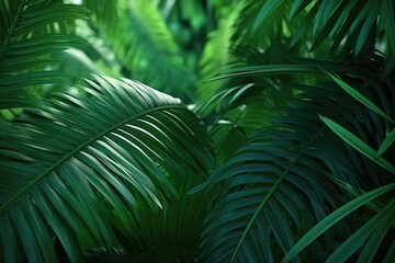 Nature leaves, green tropical forest, background photorealistic cinematic lighting, Generative AI
