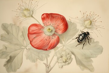 Appreciating the Delicate Intricacy of a Ladybug through Fine Linework and Watercolor Washes, generative AI