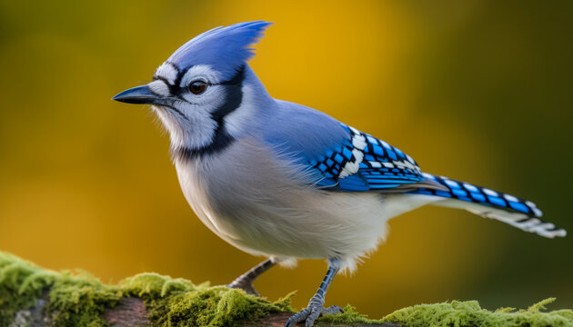 close up of outdoor blue jay bird . Generative AI