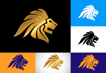 Lion Head logo design template, Animal logo design vector icon illustration