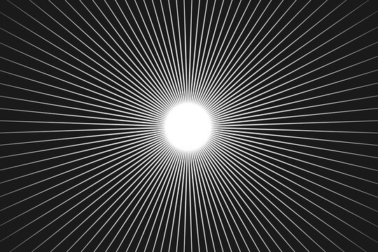An abstract illustration of a white star or sun emitting its rays in all directions of space	
