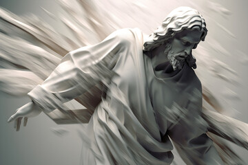 Jesus Christ carrying the cross,  easter, and Good Friday black and white ambient occlusion concept art.