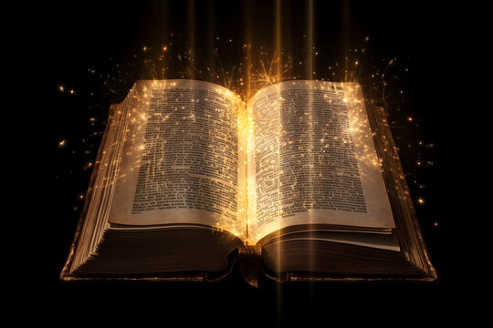Shining book Ancient Book banner, illuminated message