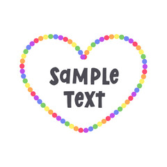 Rainbow heart shaped frame border. Valentines Day, Pride month flag concept. Vector flat illustration.