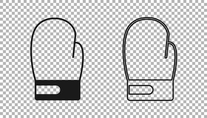 Black Boxing glove icon isolated on transparent background. Vector