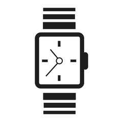 Outline image of a watch. Hand drawn doodle illustration, black image on white background. Linear art. Vector illustration.