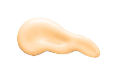 A sample of brown foundation or sunscreen. Isolated on a white background