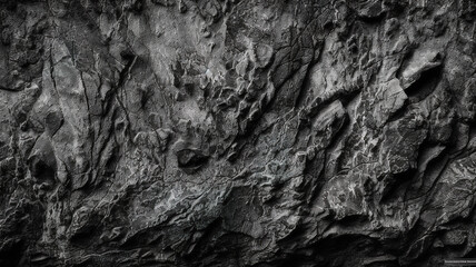 Black white stone texture. Rock surface. Close-up. Like a old rough concrete wall. Generative Ai