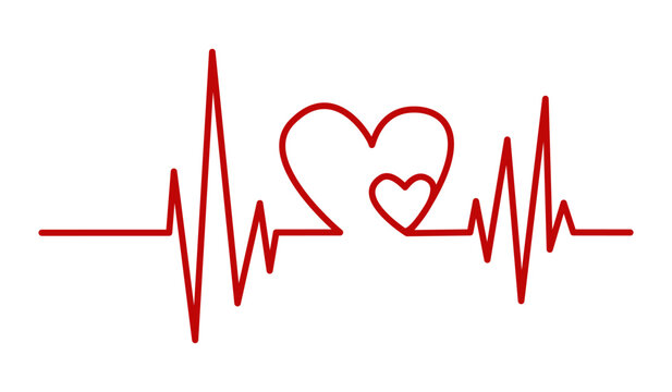 Heartbeat Cardiogram Medical Background Illustration Heart Beat Pulse Wave Hospital Wallpaper EKG ECG Electrocardiogram Pulse Signal Design Love Valentine’s Day Red Line Vector Illustration PNG