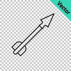Black line Medieval arrow icon isolated on transparent background. Medieval weapon. Vector