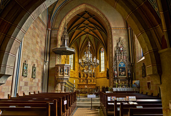 Fototapeta na wymiar interior of gothic chruch, burgenlad, austria