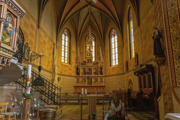 interior of gothic chruch, burgenlad, austria