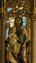 Fototapeta na wymiar statue of the virgin mary in interior of gothic chruch, burgenlad, austria